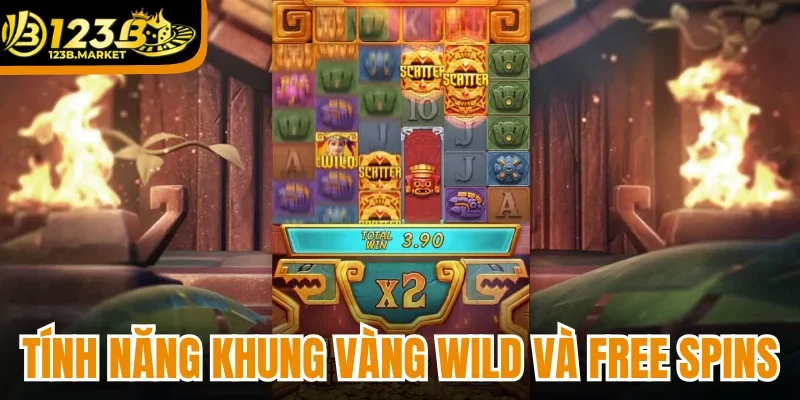 Tính năng khung vàng Wild và vòng quay Free Spins